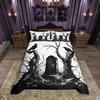 Homewish Gothic Theme Duvet Cover SetSpooky Halloween Comforter Cover SetBlack Crown Birds Bed Set For Boys Teens