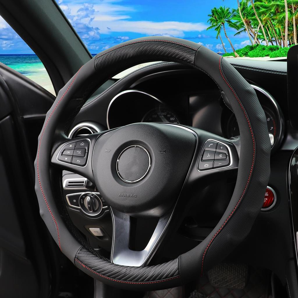 1 carbon fiber PU leather stereo massage with inner ring car steering wheel cover suitable for 14.5-1 automotive supplies