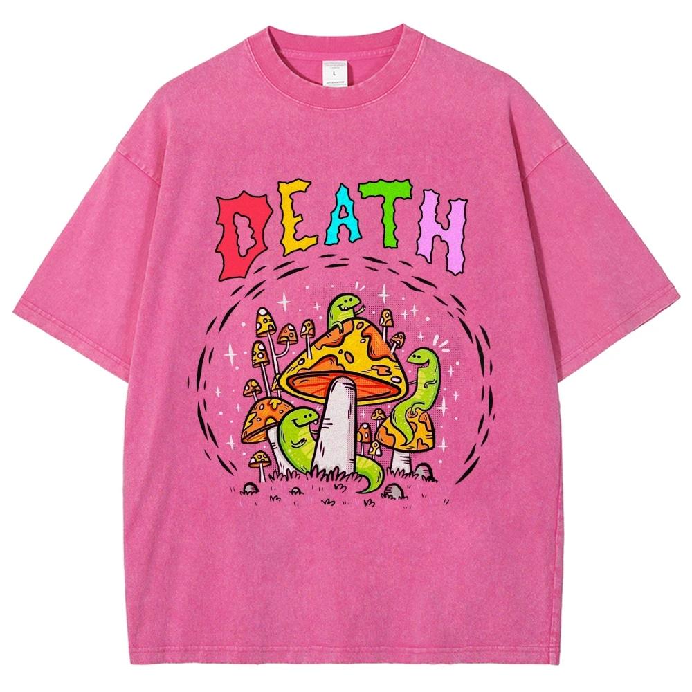 

Ретро футболка с принтом змеи и грибов в повседневном стиле, винтажная футболка с эффектом варки водой, мужская и женская, свободного кроя, модная, с коротким рукавом, с графическим принтом S
