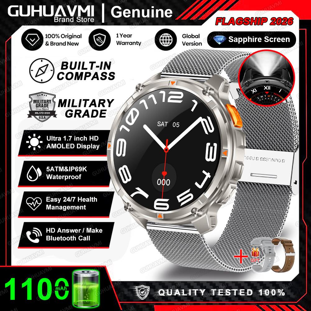 2026 New 1100mAh Battery Smart Watch GPS Path 5ATM Waterproof Sports Run Tracker Outdoors Compass Military Smartwatch
