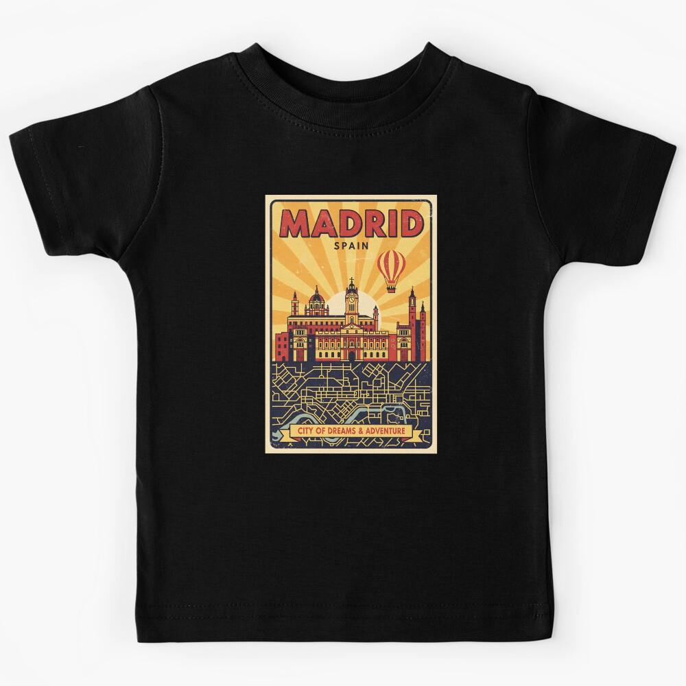 Madrid Spain 1950s Vintage Travel Tourism Kids T-Shirt 100