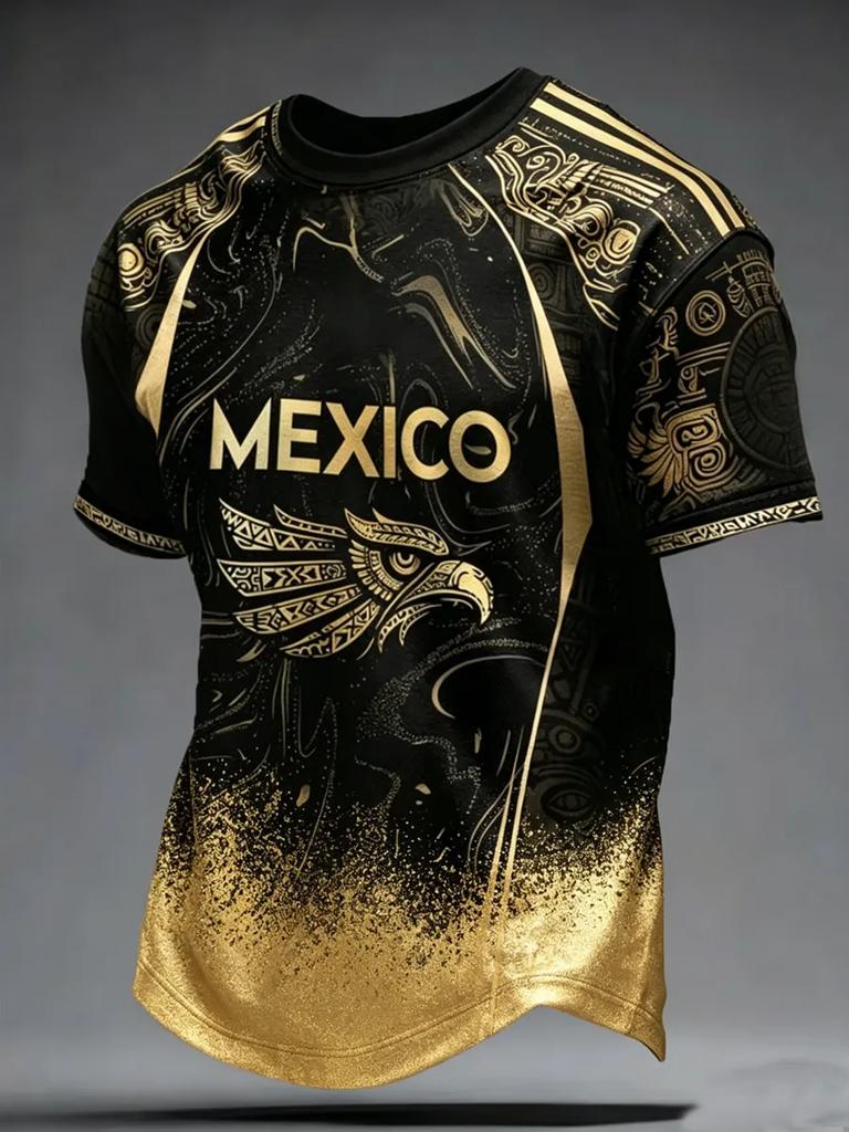 Mexico Style Aztec Graphic Football Jersey T Shirt Men Women 3D Print Sports Top Quic Short Sleeve Casual Outdoor Summer Wear