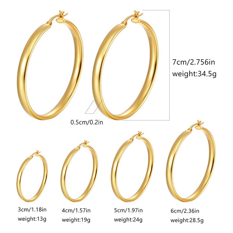 European & American Fashion Geometric Ear Cuff with Copper Curved Exaggerated Large Hoop Earrings