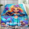 1PC Custom Name Mermaid Dreams Underwater Outdooor Flannel Blankets Patterns Throw Blanket All-Season Soft Gift for Couch, Bed, Camping Gifts