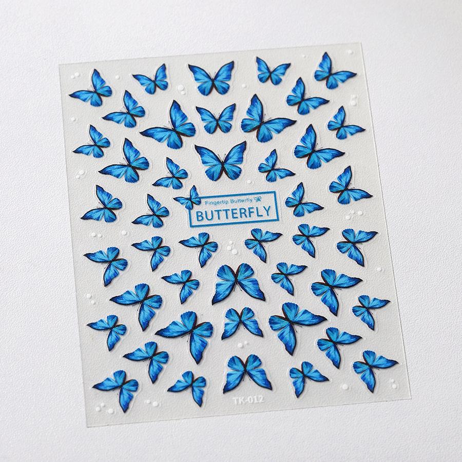 5D illusion polarized butterfly nail sticker pink purple blue fashionable self-adhesive butterfly nail art decoration sticker