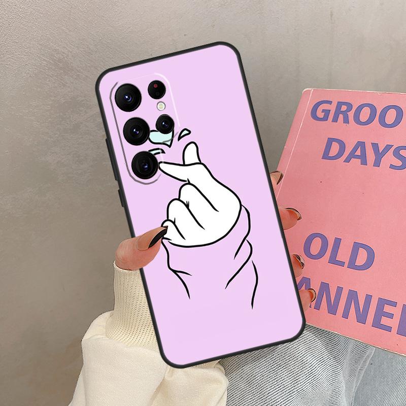 Kpop Hand Finger Heart Case For Samsung Galaxy S21 S22 S23 S24 S25 Ultra S9 S10 S25 Plus S20 FE S25 FE Cover Coque