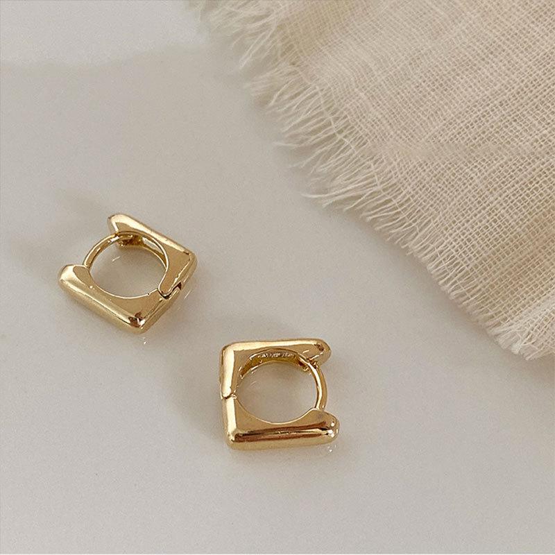 Gold Square Earrings Niche Earrings Female Minimalist Unique Earrings Buckle Earrings Sleep Do Not Need To Take Off The Geometric Wind Casual Daily