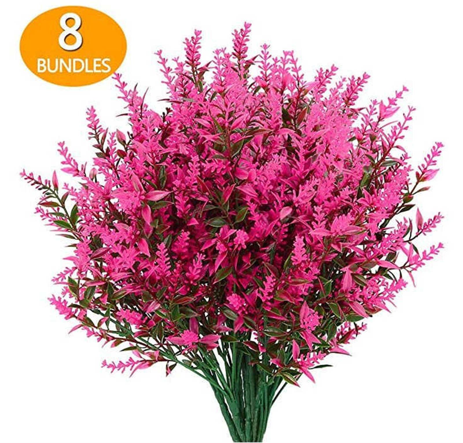 

8 Bundles Artificial Flowers Plastic Fake Outdoor Plants Faux Uv Resistant Decor One Size