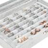 1pc Large Capacity Transparent Velvet Jewelry Box Earring Ring Display Storage Container Jewelry Organizer Makeup Organizer