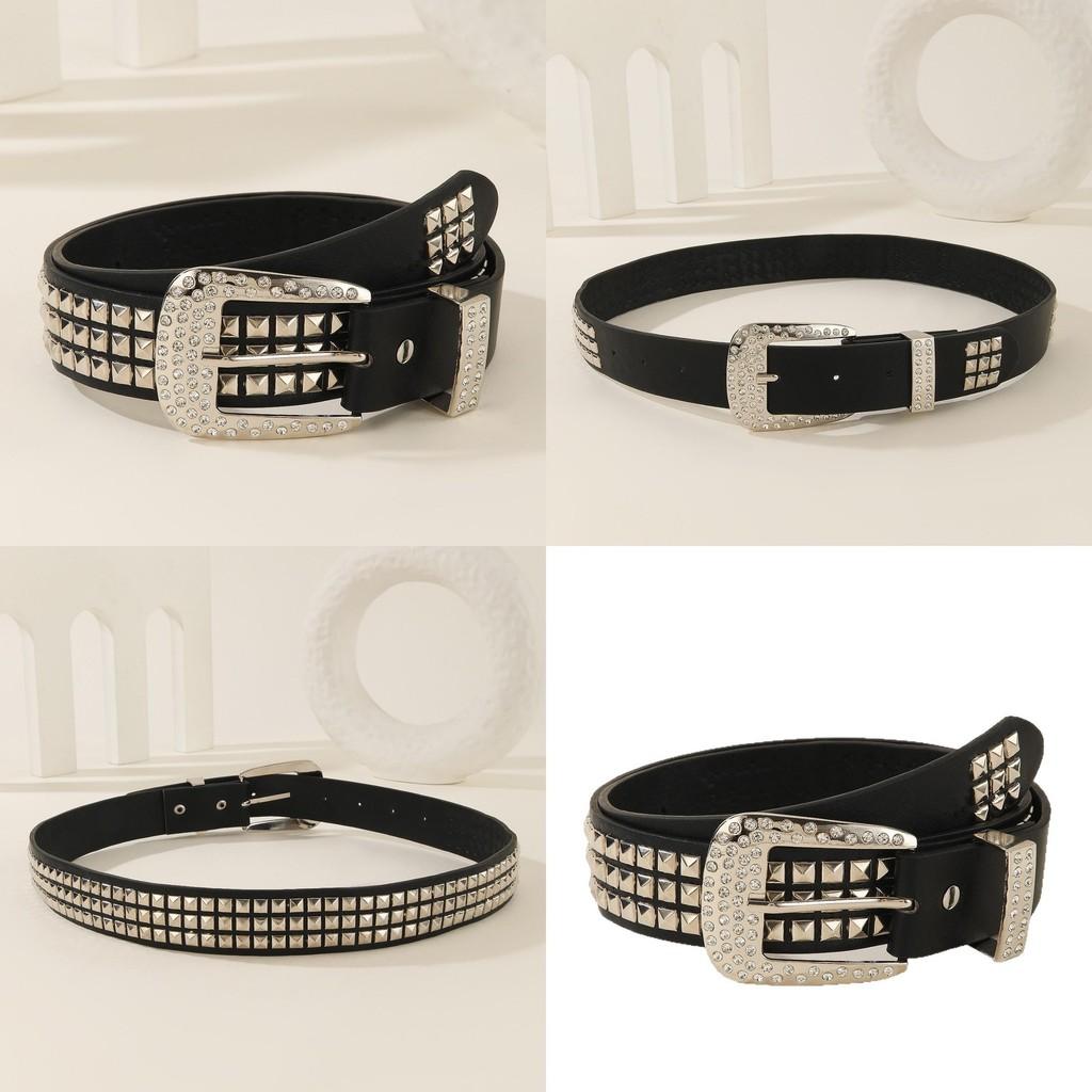 Rivet Fashion And Rhinestone Decoration Women Casual Wide Belt Daily For