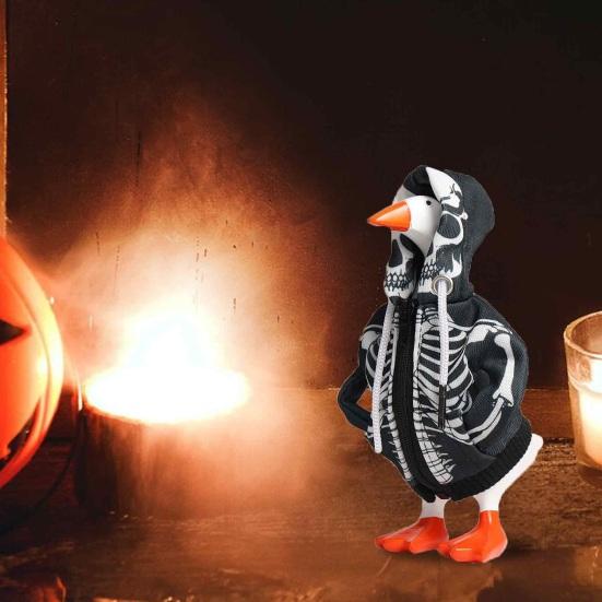 Desk Goose Outfits Mini Goose Hoodies 7-Inch Table Goose Skull Sweatshirts Halloween Seasonal Decoration