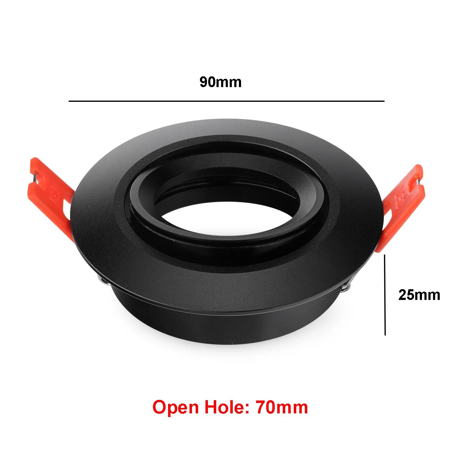 

10 шт. вырез 70 мм более дешевый алюминиевый регулируемый встраиваемый светодиодный точечный светильник 6 Вт GU10 потолочный светильник монтажная рамка высокого качества чёрный