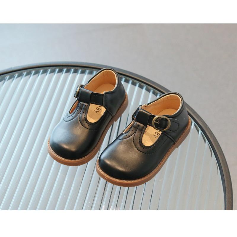 Girls Solid Color British Style Kids Princess Leather Shoes College Style Casual Single Shoes