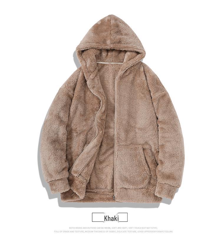 Arctic Velvet Men's Winter Hooded Cardigan - Loose Fit, Warm & Fluffy Style