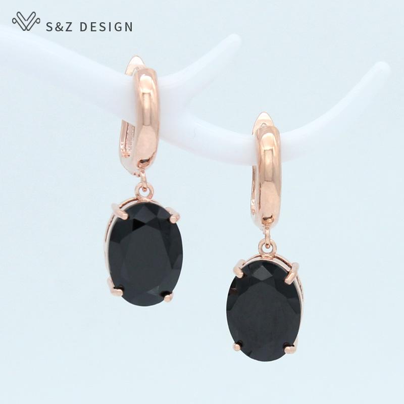 Moda owalne różowe złoto kolor cyrkonia jajko kształt spadek kolczyki dla kobiet biżuteria dziewczęca wesele prezent