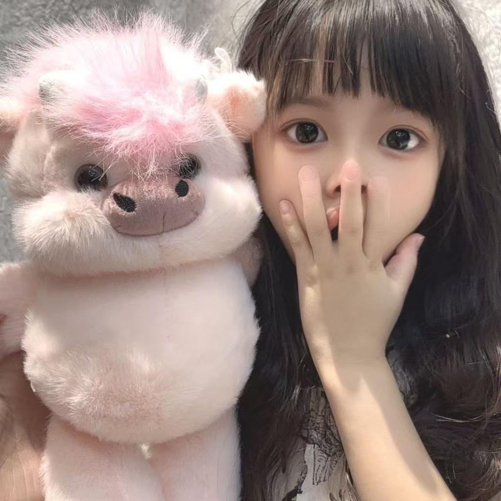 Cuddly Plush Toys Cattle High Quality Fluffy Sitting Pose Doll Warm Cozy Children Companion Xmas Gift Home Decor Gift