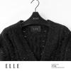 ELLE Women's Sequin V-Neck Merino Wool Cardigan