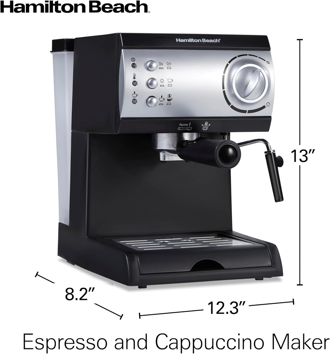 

15 Bar Espresso Machine, Cappuccino & Latte Maker with Milk Frother, Dual Cup, Pods or Ground Coffee, 50 oz Tank, Black United States