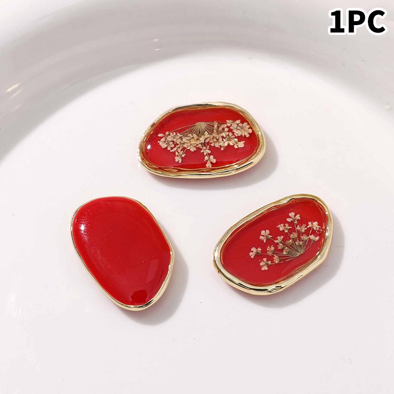 

Pearl Oval Flowers Sand Granular Glue Green Leaf Pink Dried Flower Alloy Accessories Earrings Diy Jewelry Accessories A18