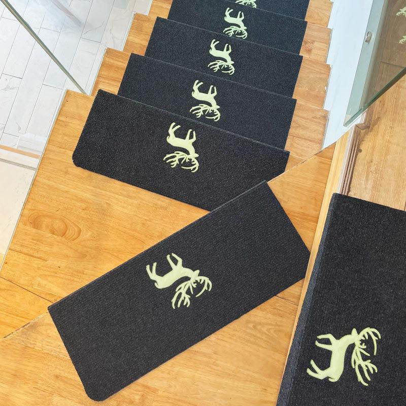 Luminous Self-Adhesive Stair Tread Mats - Splicable, Glue-Free, Solid Wood Protection Carpets