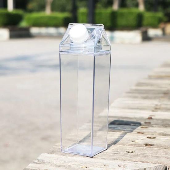 Square Plastic Milk Bottle Leak-Proof Rotating Seal Cap Bottle Coffee And Tea Bottle