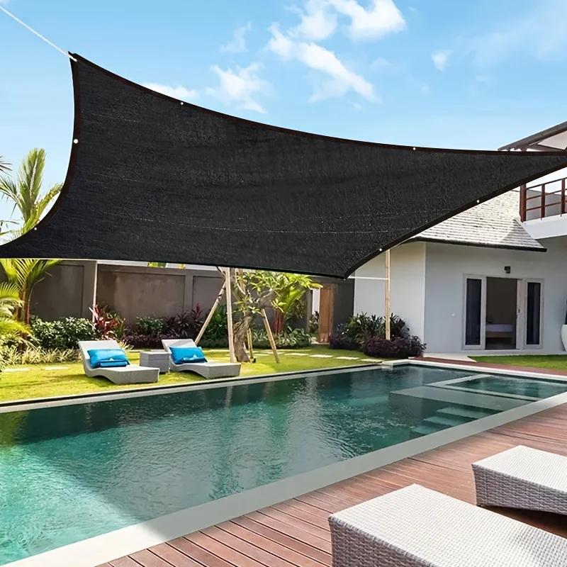 Durable Black UV Protection Canopy - Outdoor Sun Shade Net - Multiple Sizes Available for Travel, Picnics, and Pools