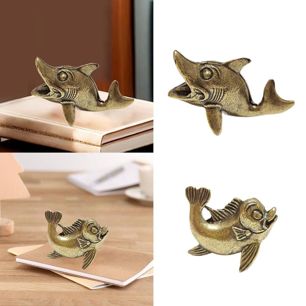 Statue Marine Animal Figure Collectible Desktop Ornament Feng Shui Brass Figurine for Business Tabletop Home Decor