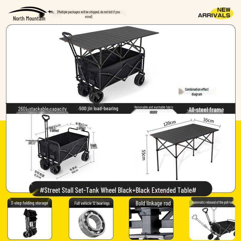 Faltbarer Outdoor-Camping-Handwagen und Picknick-Trolley