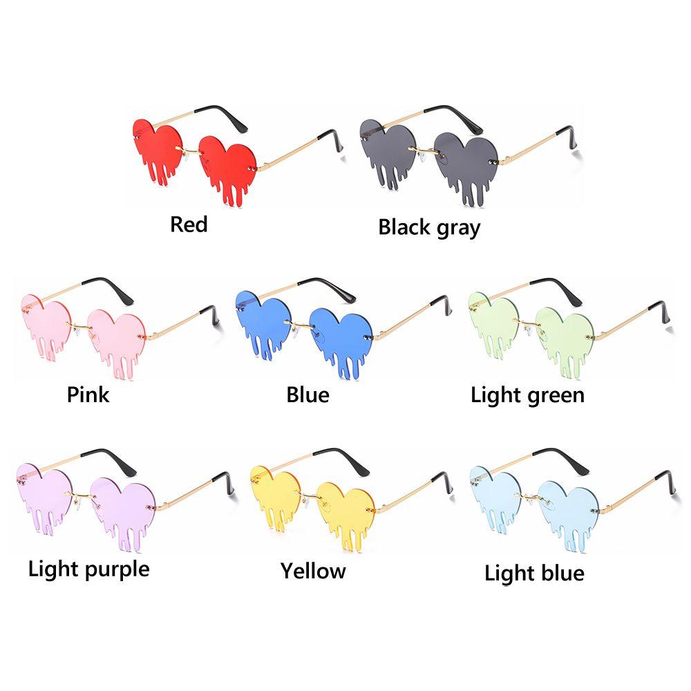 Holiday Party Funny Eyewear Heart Rimless Sunglasses Sunglasses for Women UV400 Tears Shape