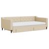 Pull Out Daybed with Drawers Cream 100x200 Cm Fabric