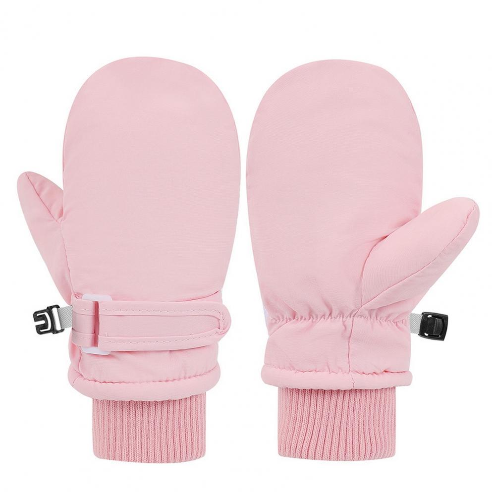 

Children s Quick-drying Fabric Gloves Warm Keeping Snow Skiing Waterproof Fabric Thickened Ribbed Design Gloves Self-adhesive L рожевий