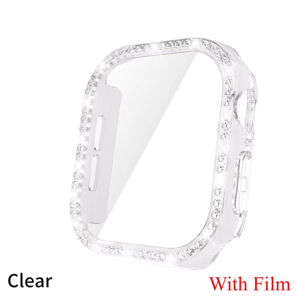 Glass+Diamond Cover For Apple Watch Case 46mm 42mm Bling Bumper Protector for iWatch Series 11 10 46 42mm Watch Case