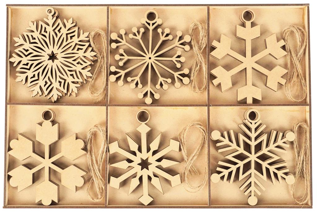 Inkdotpot 18 Weihnachtsschmuck, unvollendete Holz-Laserausschnitte, baum-/glockenförmige Verzierungen, Hängeornament