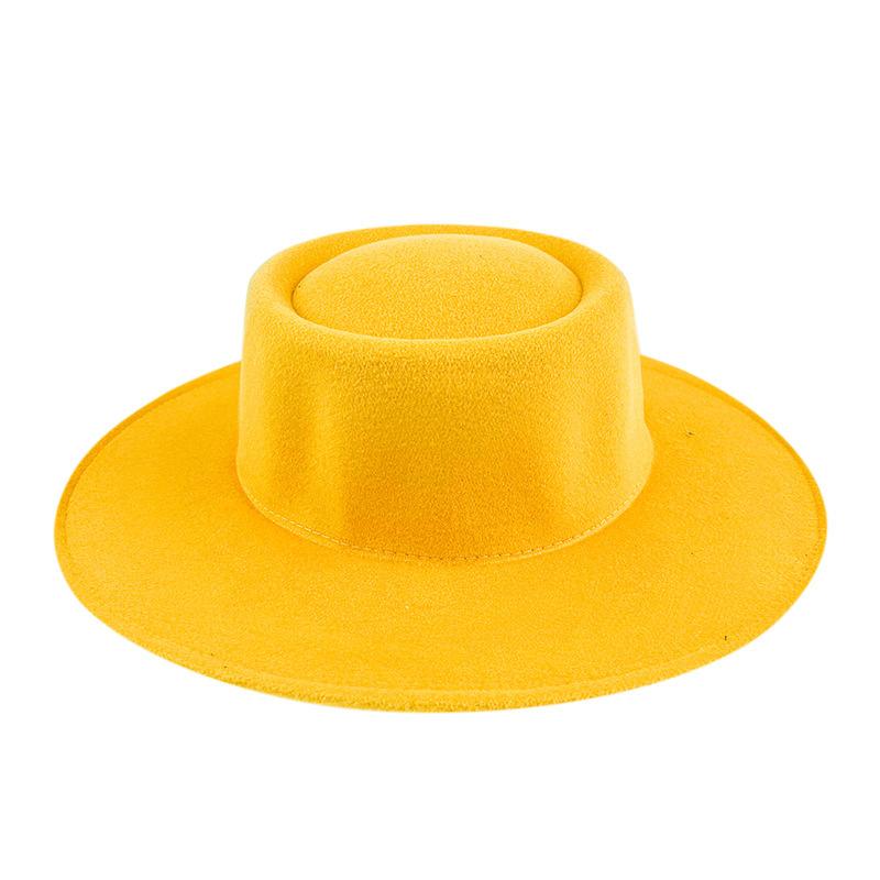 

Горячая Распродажа Британский Ретро Стиль Джазовая Шляпа Мужская и Женская Шляпа Джентльмена с Плоскими Полями Французская Цилиндр Однотонная Фетровая Шляпа M（56-58cm）