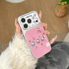 Pink Cartoon Cat Window Phone Case for iPhone 14/15/16/17 Pro Max - Anti-Fall Protection