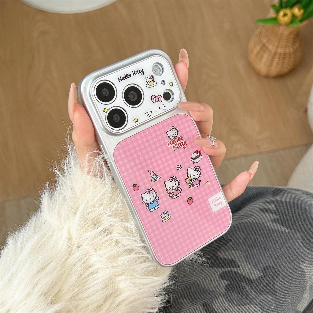 Pink Cartoon Cat Window Phone Case for iPhone 14/15/16/17 Pro Max - Anti-Fall Protection