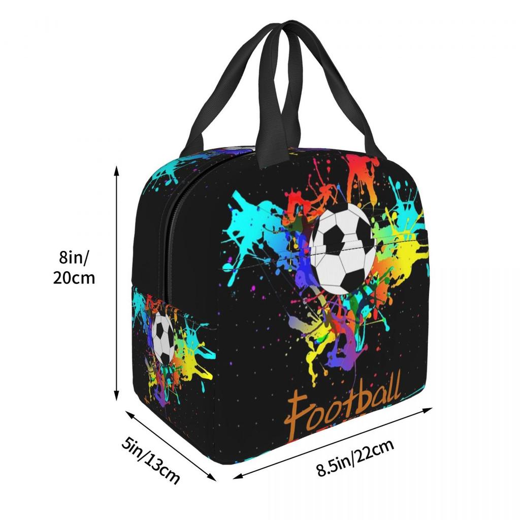 Graffiti Soccer Painting Insulated Lunch Bag for Women Office Cooler Thermal Food Box Tote Portable Lunch Boxes Container