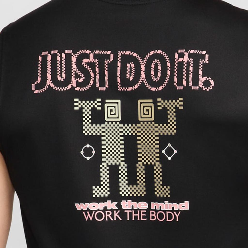 Nike Dri-Fit Sleeveless Fitness T-Shirt With Letter Print Crew Neck Men Tops Black FV8375-010