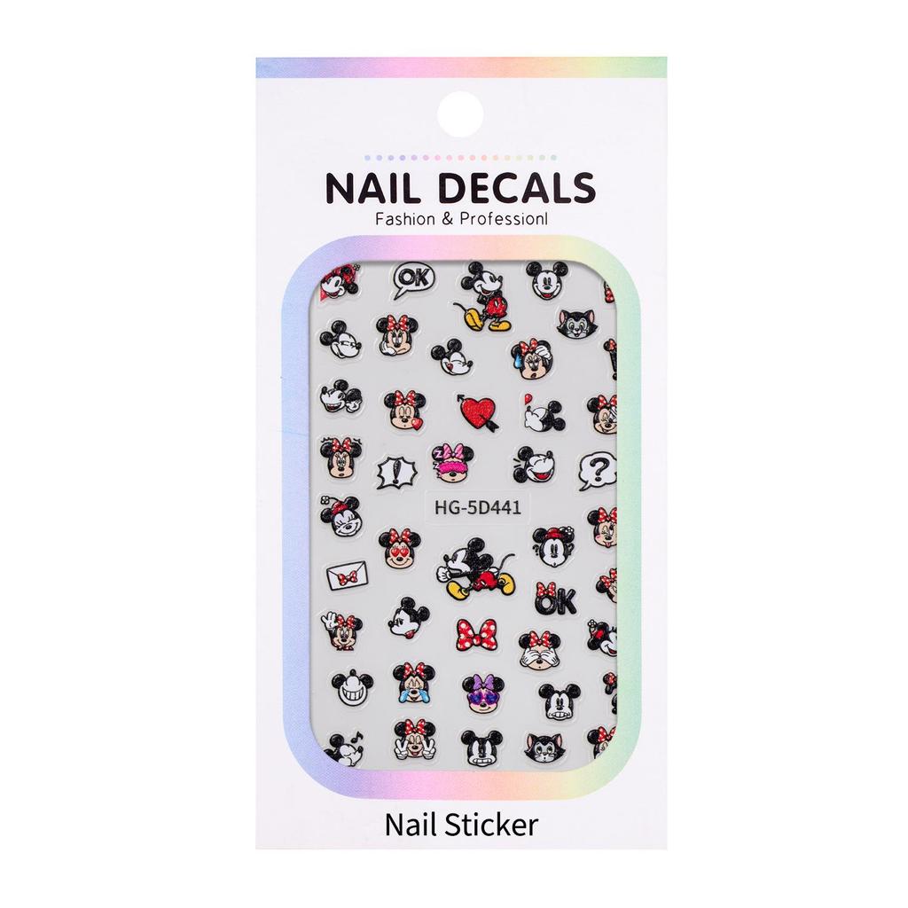 5D geprägte Mickey & Minnie Nagelsticker