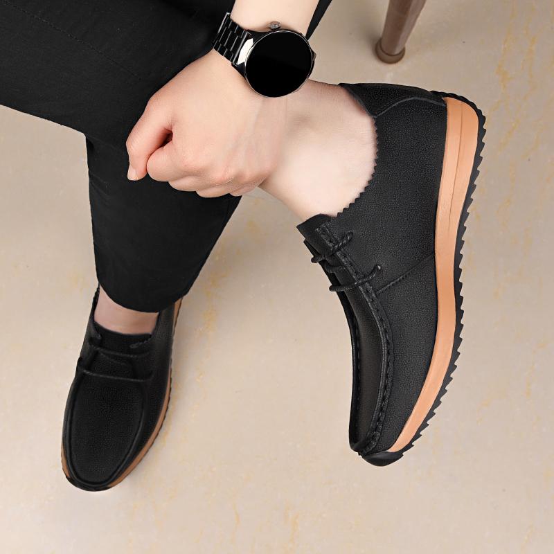 Fashion Luxury Brand Men Genuine Leather Casual Business Shoes Soft Sole Lace-up Casual Leather Walking Shoes Lightweight Outdoor Shoes
