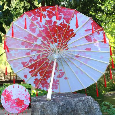 Traditional Parasol Retro Silk Umbrella Tassels Umbrella Chinese Art Dance Umbrella for Ballet Dance Wedding Props