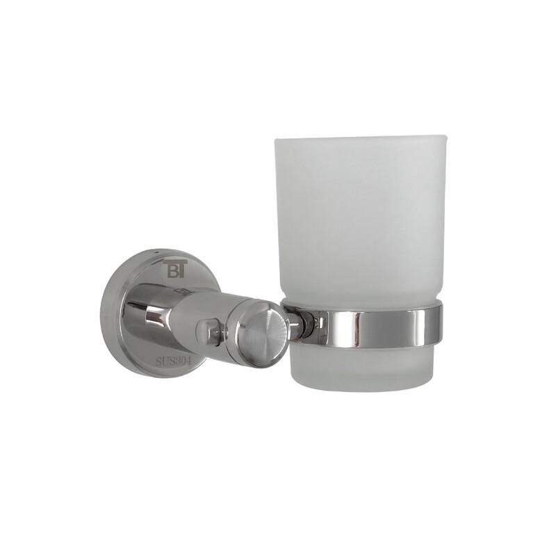 Wall-Mounted Stainless Steel Toothbrush & Mouthwash Cup Holder