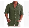 Men's Cotton Linen Autumn Long-sleeved Shirt Solid Colour Versatile Casual Resort Style Men's Shirt Tops