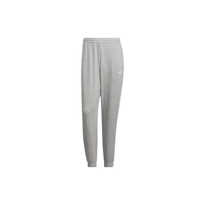 Loose Elastic Letter Print Cuffed Knit Sweatpants Unisex Bottoms Grey IS5150