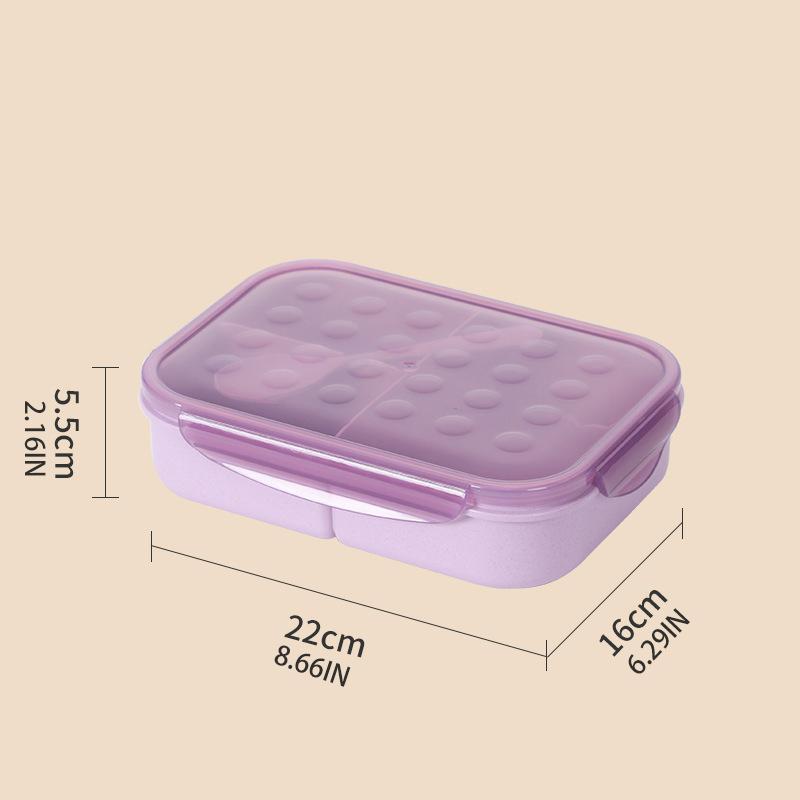 

Wheat straw large-capacity lunch box with fork spoon adult bento box square compartment fresh-keeping box 3&1150ML&1 фиолетовый