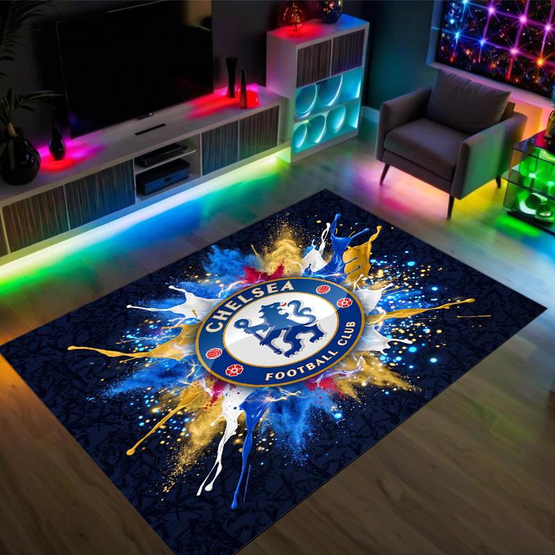 Tappeto in Velluto di Cristallo Design Chelsea FC Accogliente Non?Tappeto Stampato Antiscivolo per Camera da Letto Soggiorno Ingresso