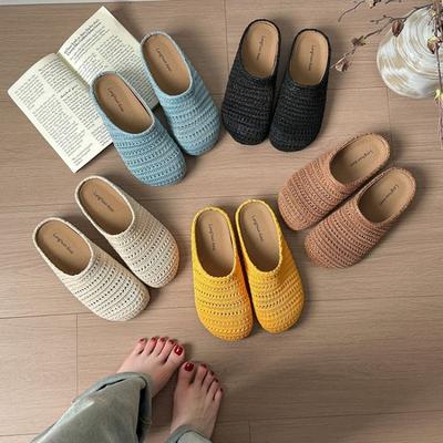 Summer New Flats Mules Shoes Women Casual Slippers Weave Sandals 2025 Trend Sneakers Sport Shoes Flip Flops Woman SyfIyno