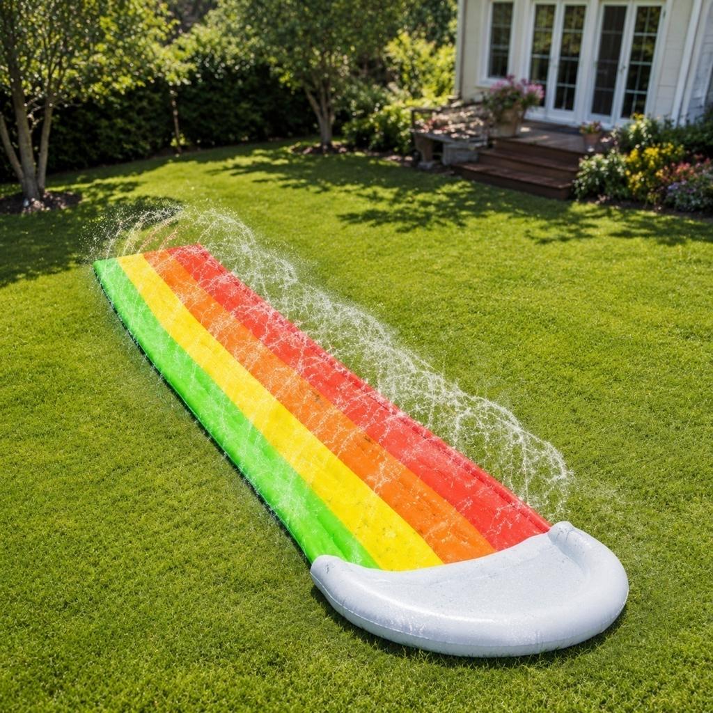 Inflatable Water Slide Outdoor Backyard Sprinkler Slip and Slide Mat Durable Summer Water Play Toy for Kids and Family Fun