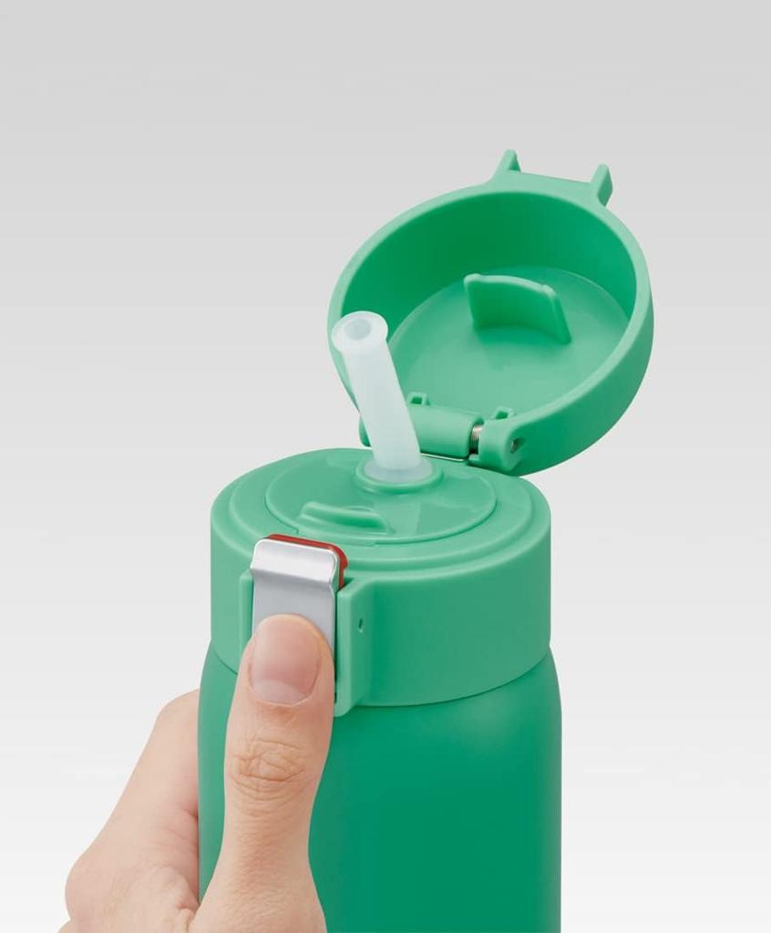 Skater Straw Mug Insulated Stainless Steel Water Disney Mickey Mouse Green Bottle, 350ml, Bottle, World, One-Touch Open, STOT3ST-A