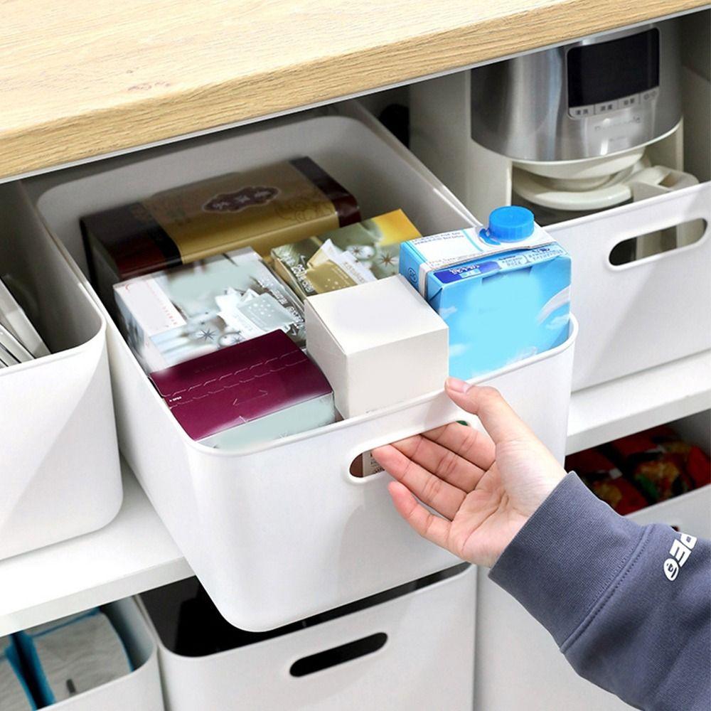 Nový Úložný Box se Víkem, Stohovatelný, z Pevného Plastu, Stolní Organizér, Pohodlná Domácí Nádoba pro Domov a Ložnici
